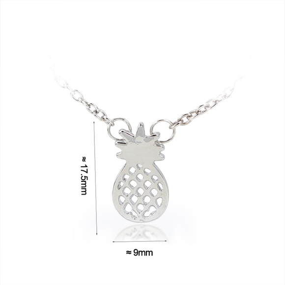 Silver Pineapple Necklace Dainty Delicate Pendant - Picture 2 of 8